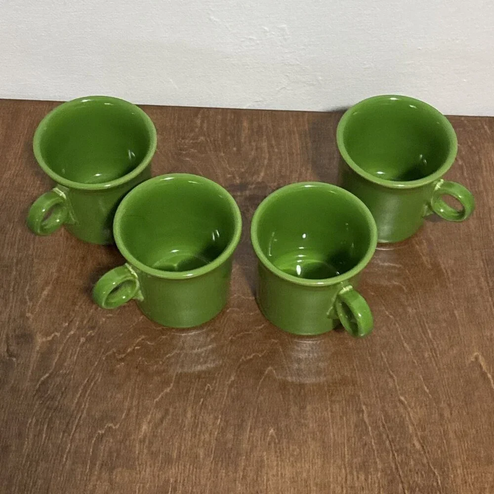 4 Fiesta Ware Shamrock Green Mug Ring‎ Handle Homer Laughlin Ceramic HLC Coffee